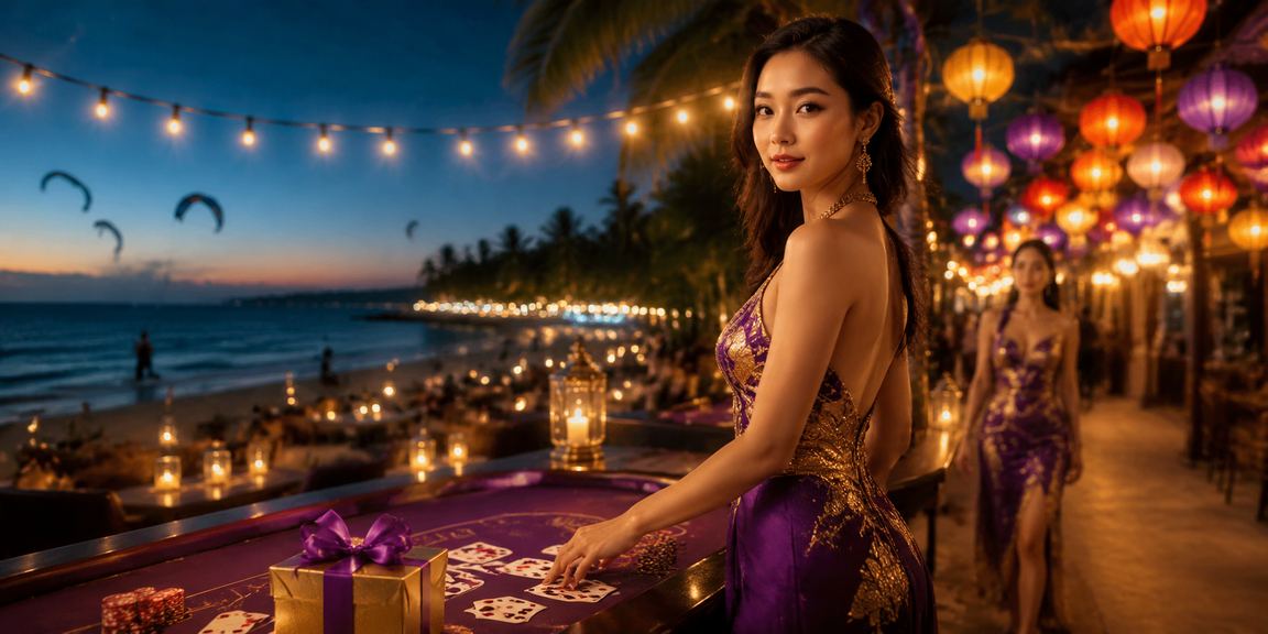 Người chơi tại Mũi Né tham gia bàn Baccarat trong không khí chợ đêm sôi động