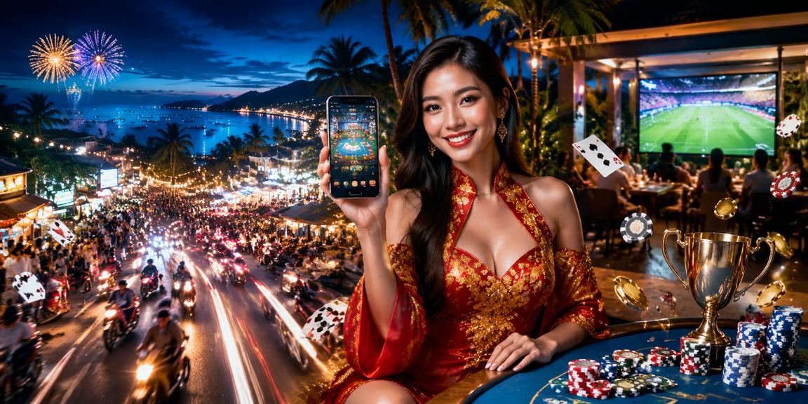 Ánh đèn neon Phú Quốc tạo không khí casino sôi động cho người dùng do7